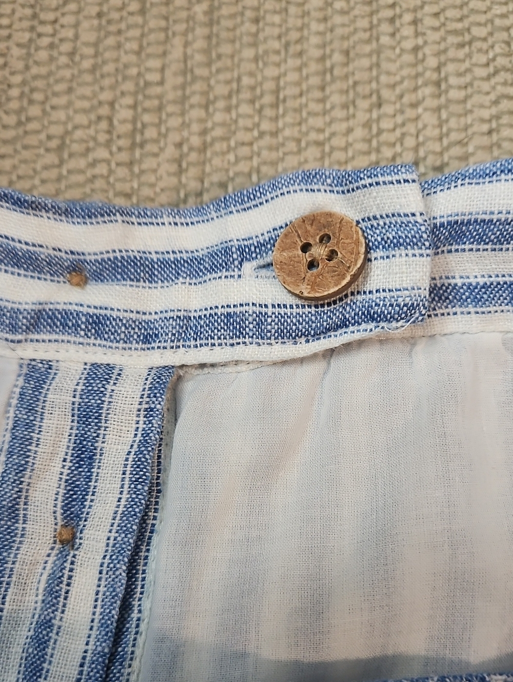 Faherty Whitley Linen Button Front Skirt Blue Low Tide Stripe Women's Large - Picture 12 of 14
